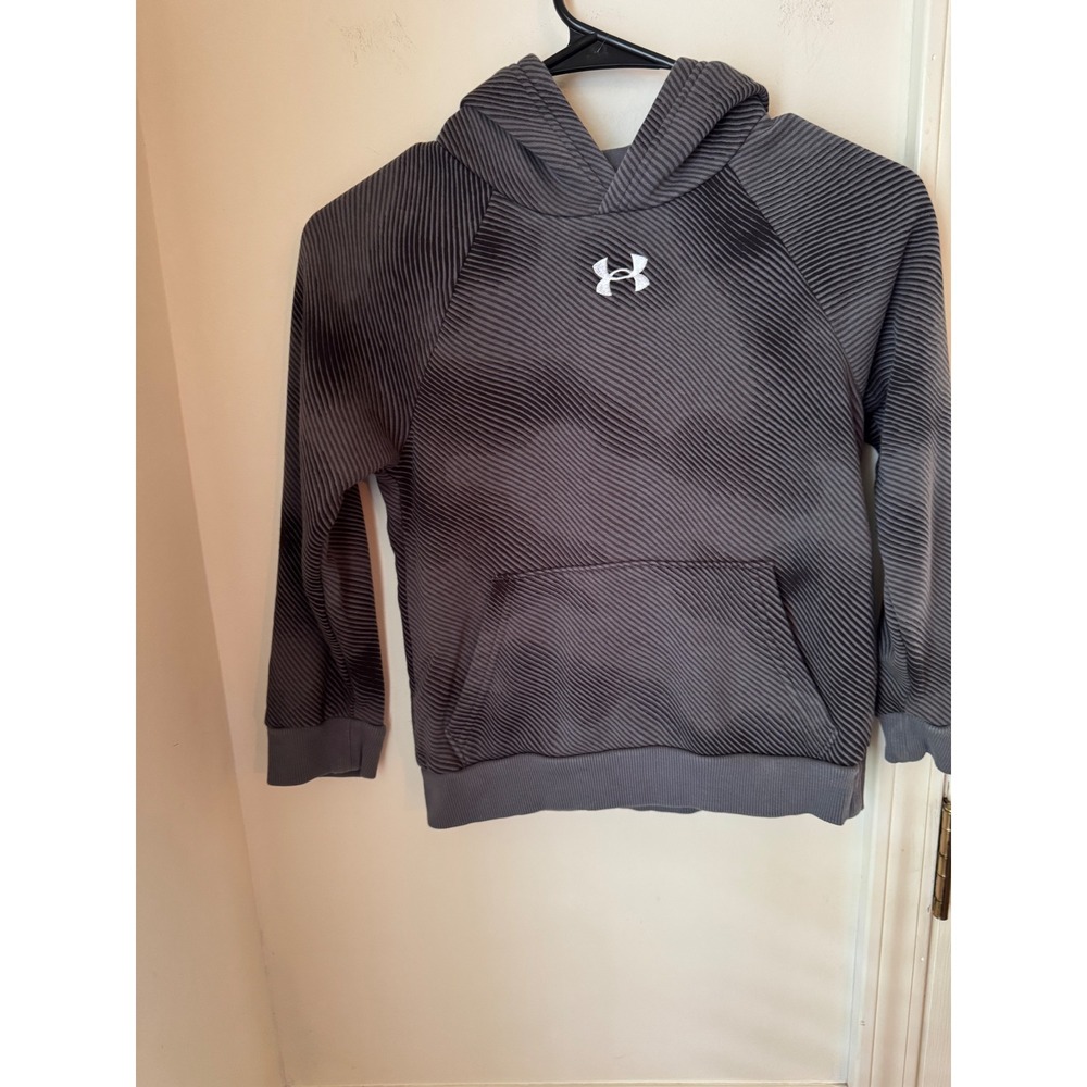 Under Armour‎ Boys Gray Textured Ripple Fleece Hoodie Pullover YXS